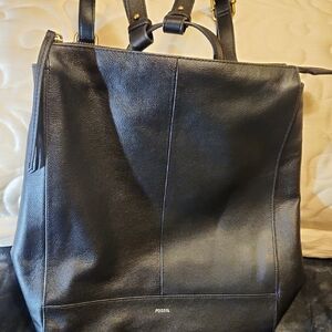 Fossil Black Leather Briefcase